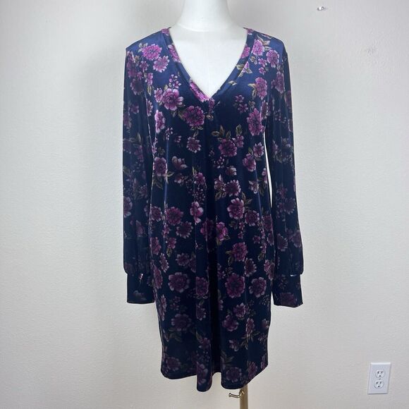 1. STATE Dresses & Skirts - 1 State Dress Womens Medium Mini Floral Velvet Velour Holiday Soft Whimsigoth